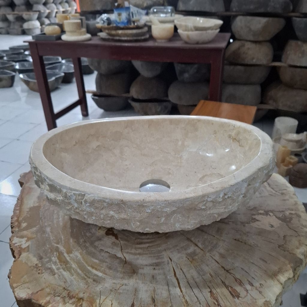 wastafel marmer natural putih 45 cm x35 cm