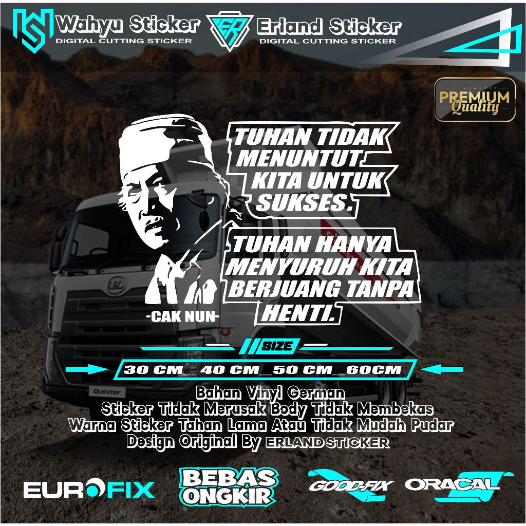Cutting Sticker Stiker Kaca Truck/Pick UP L300 Kata Kata Cak Nun / Stiker Mobil Cak Nun Stikermobil
