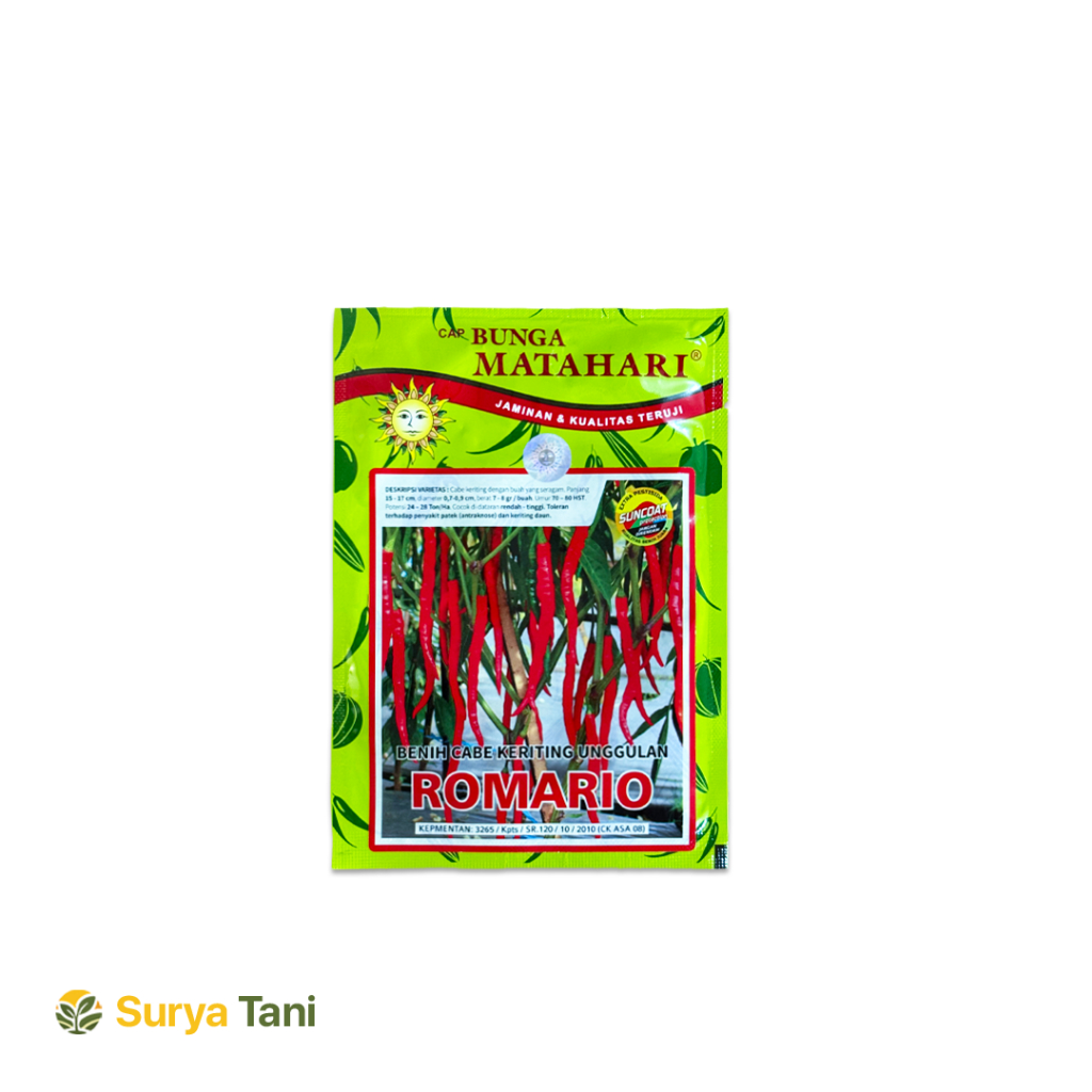 Benih Bibit Cabe Keriting ROMARIO Cap Bunga Matahari 10gr - Cabai Merah Unggul Tahan Patek