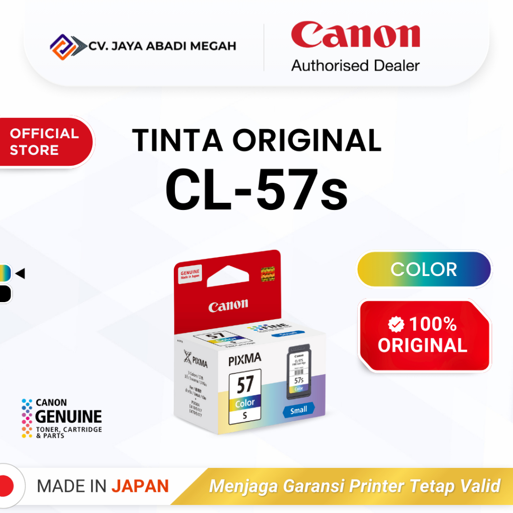 100% ORIGINAL Tinta Canon CL 57 Small Color - Tinta Canon E410 E470 E3470 E4570 - Tinta Asli