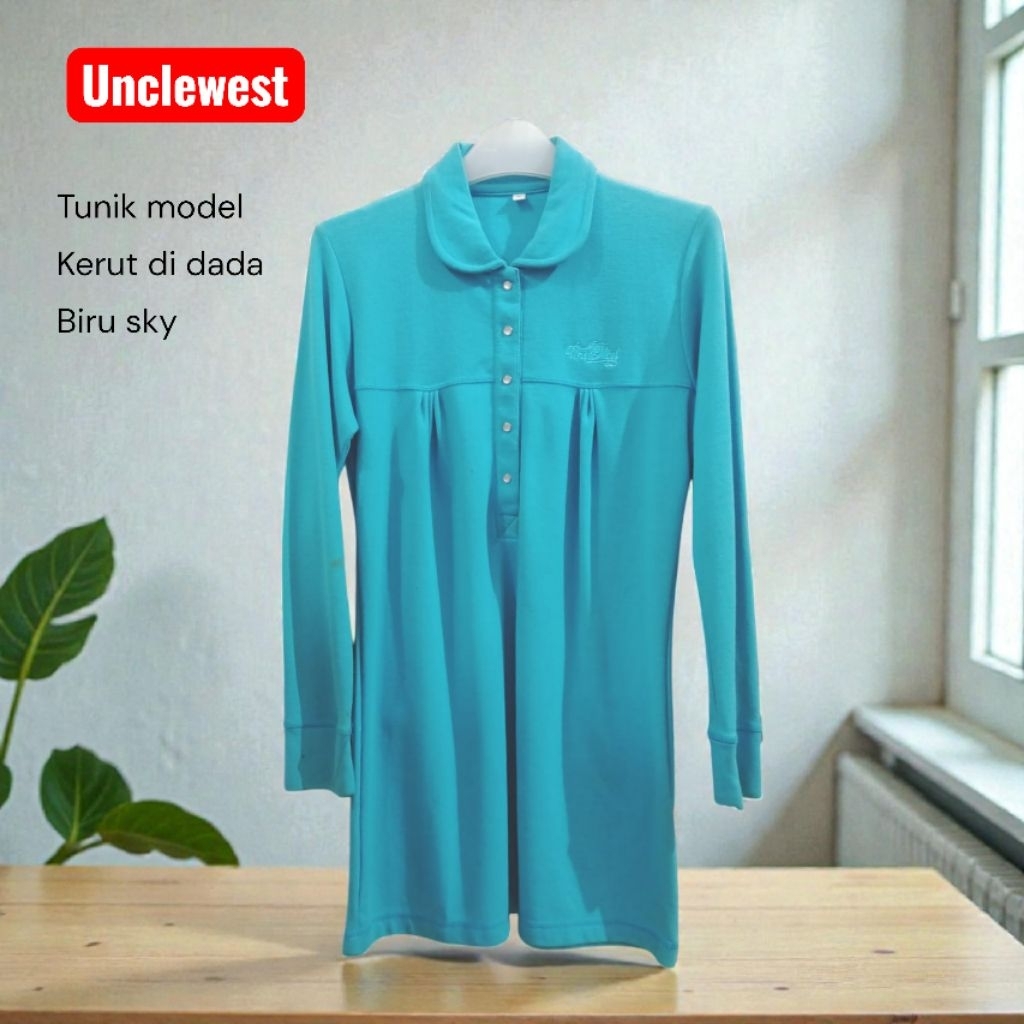 Tunik polos unclewest model kerut di dada