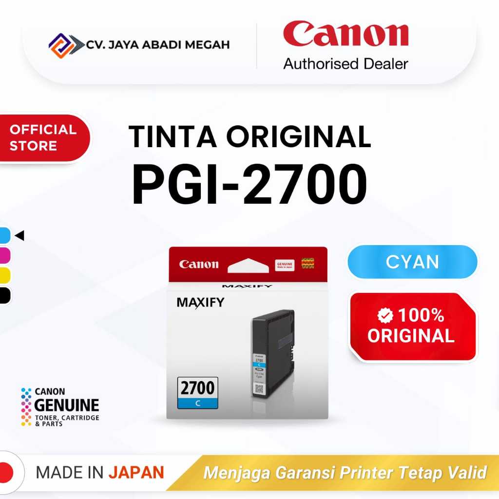 Canon PGI 2700 Cyan Tinta Original - Tinta Canon MAXIFY iB4170 MB5170 MB5470 - Tinta Cartridge Katri