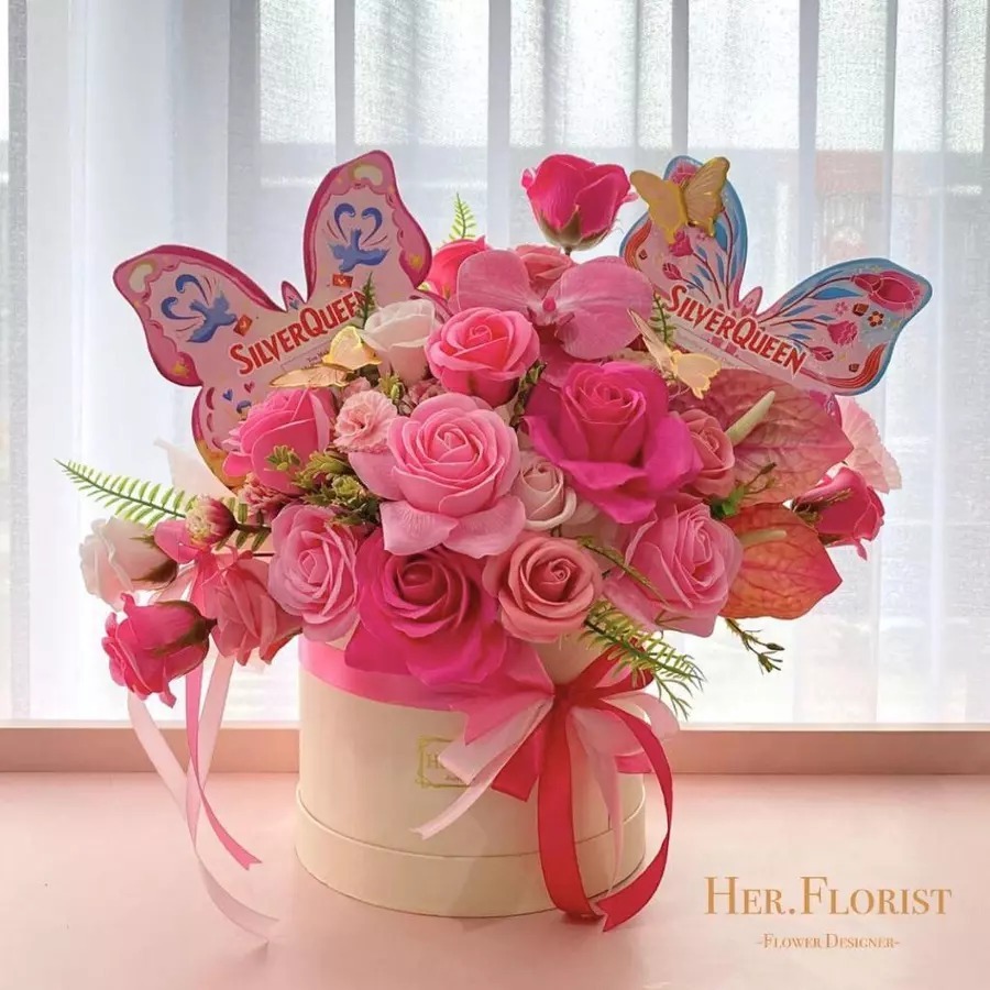 HER.JKT [SOAP FLOWER] BLOOM BOX LARGE | Box Bunga Sabun ROSE MIX | Box Bunga Artificial Besar