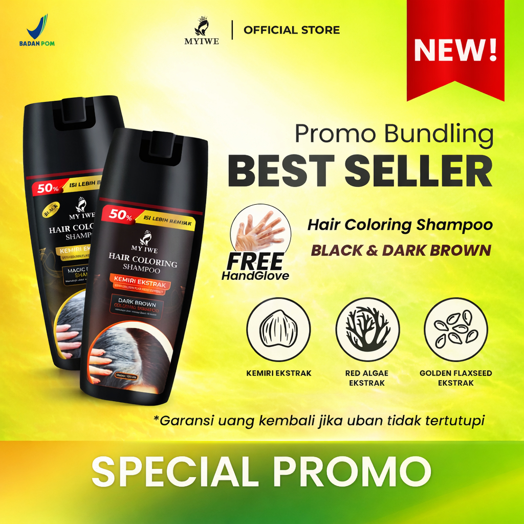 Shampoo My iwe Penghitam Rambut Beruban penghilang uban permanen asli original Sampo Anti Uban Alami