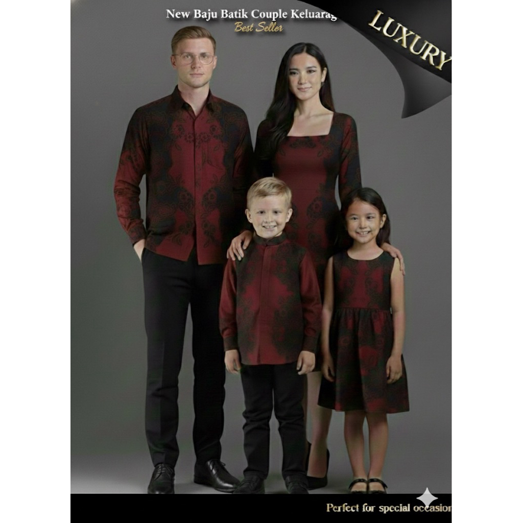 Setelan Baju Keluarga sarimbitan Lebaran Bahan katun Berlapis Furing