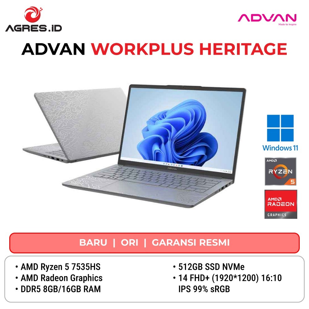 ADVAN WORKPLUS HERITAGE RYZEN 5 7535HS - 16GB 512GB WINDOWS11 14.0WUXGA IPS