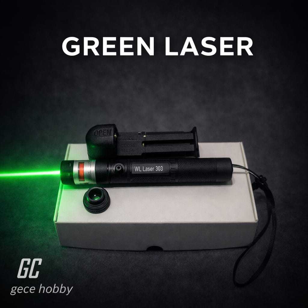 Senter Laser Pointer Tembak Jarak Jauh Green Laser Fullset