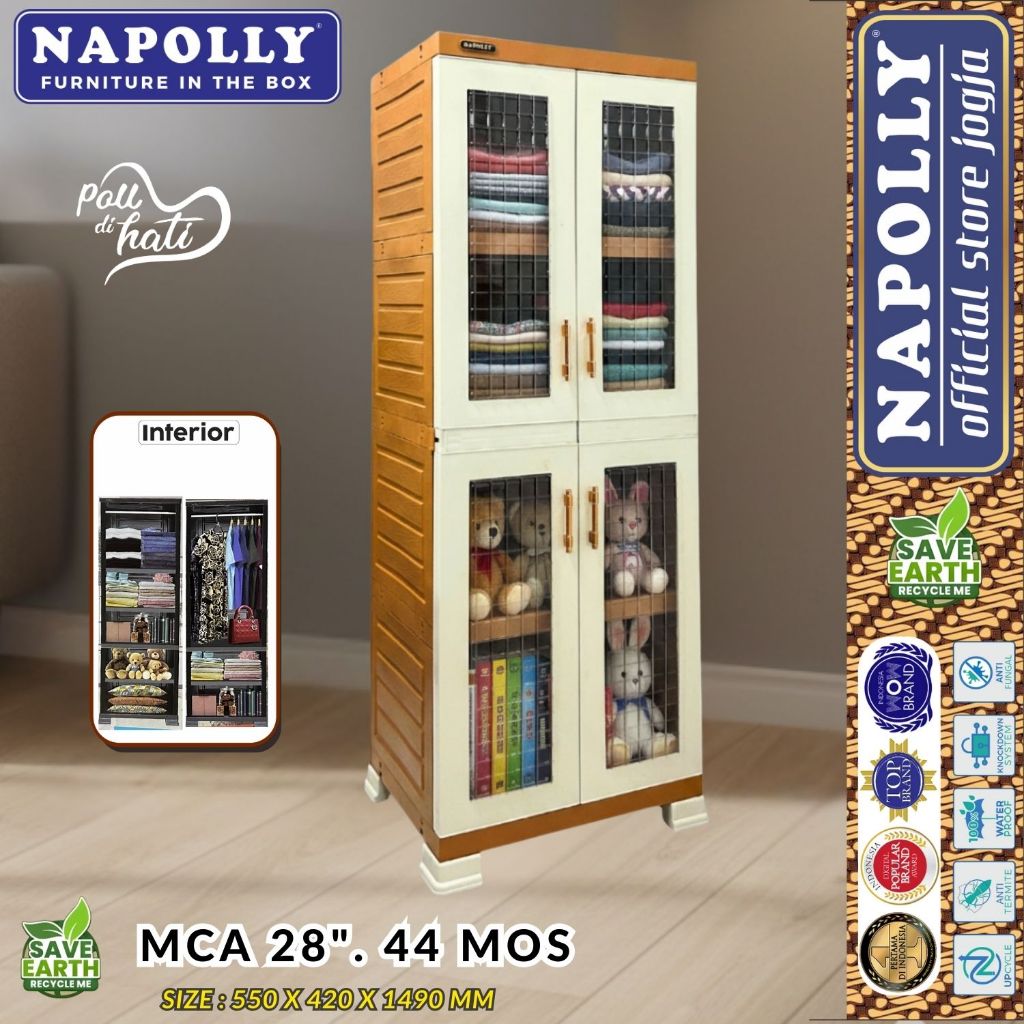Lemari Plastik Napolly MCA 28'' 44. MOS Napoli Lemari minimalis Estetik Penyimpanan Pakaian