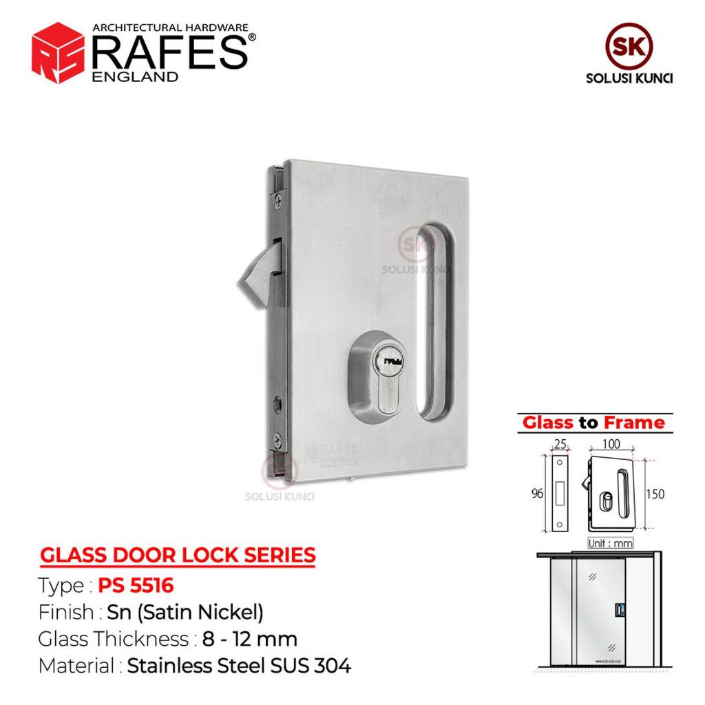 Kunci Pintu Kaca Sliding Stainless Steel SUS 304 RAFES Single PS 5516