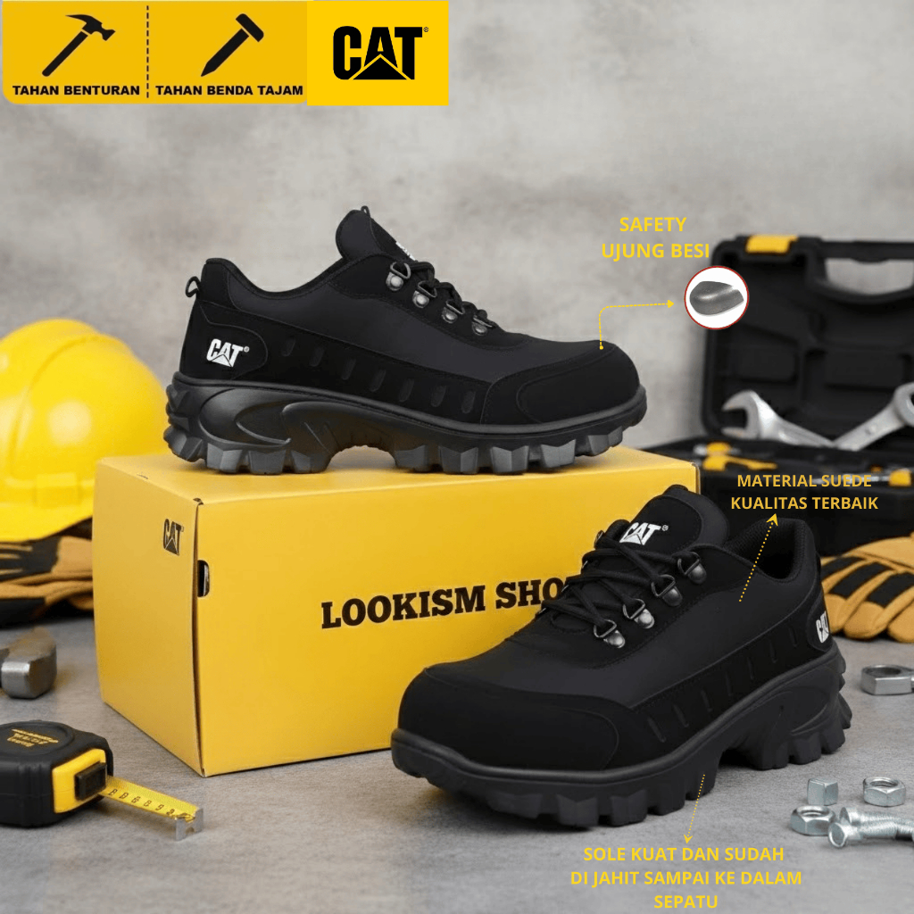 Sepatu Pria Safety Ujung Besi Caterpillar Buldozer | Sepatu Gunung | Sepatu Proyek Tactikal Outdoor