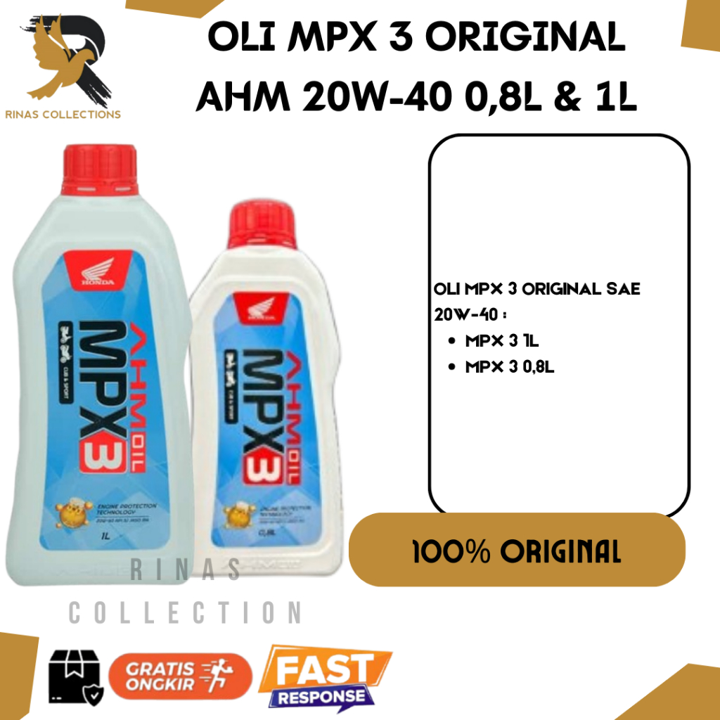 OLI MESIN MOTOR AHM MPX3 / MPX 3 / MPX-3 20W-40 800ML ORIGINAL