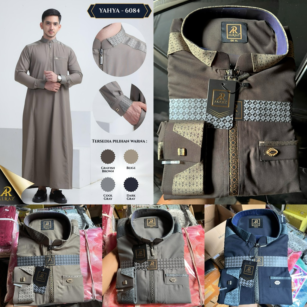 ALRAZ Gamis Dewasa Premium Zipper Jubah Alraz Full Cotton Lengan Panjang Manset Kerah Zipper Busana 
