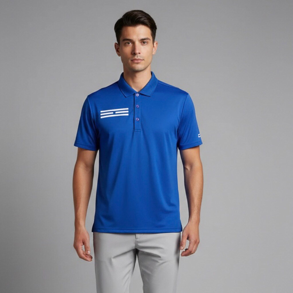 Kaos Polo Dry Pria WIFF WAFF GOLF Biru Size XL Branded Second Preloved