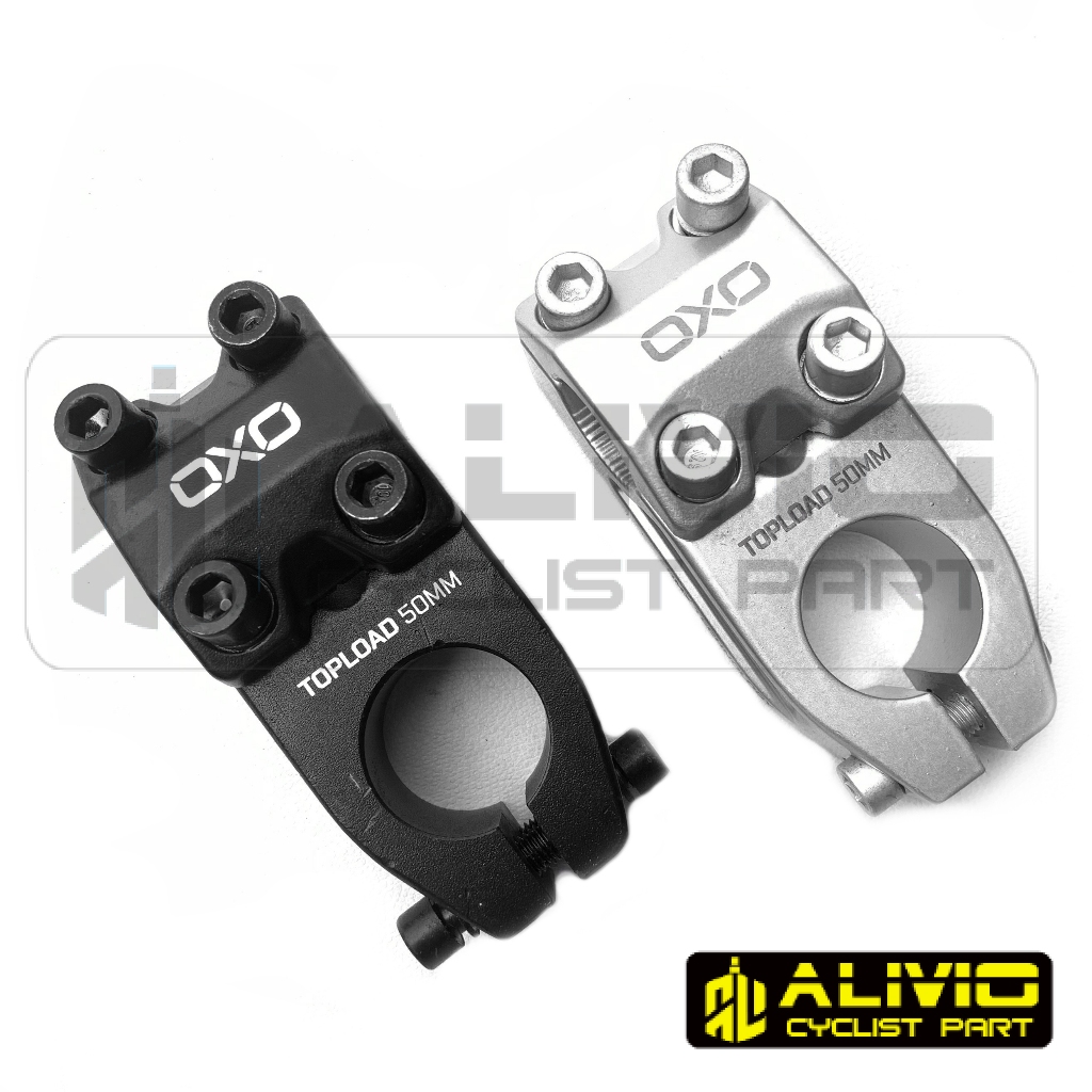 Stem Sepeda BMX Alloy OXO by Strummer Top Load ST29 Black Silver