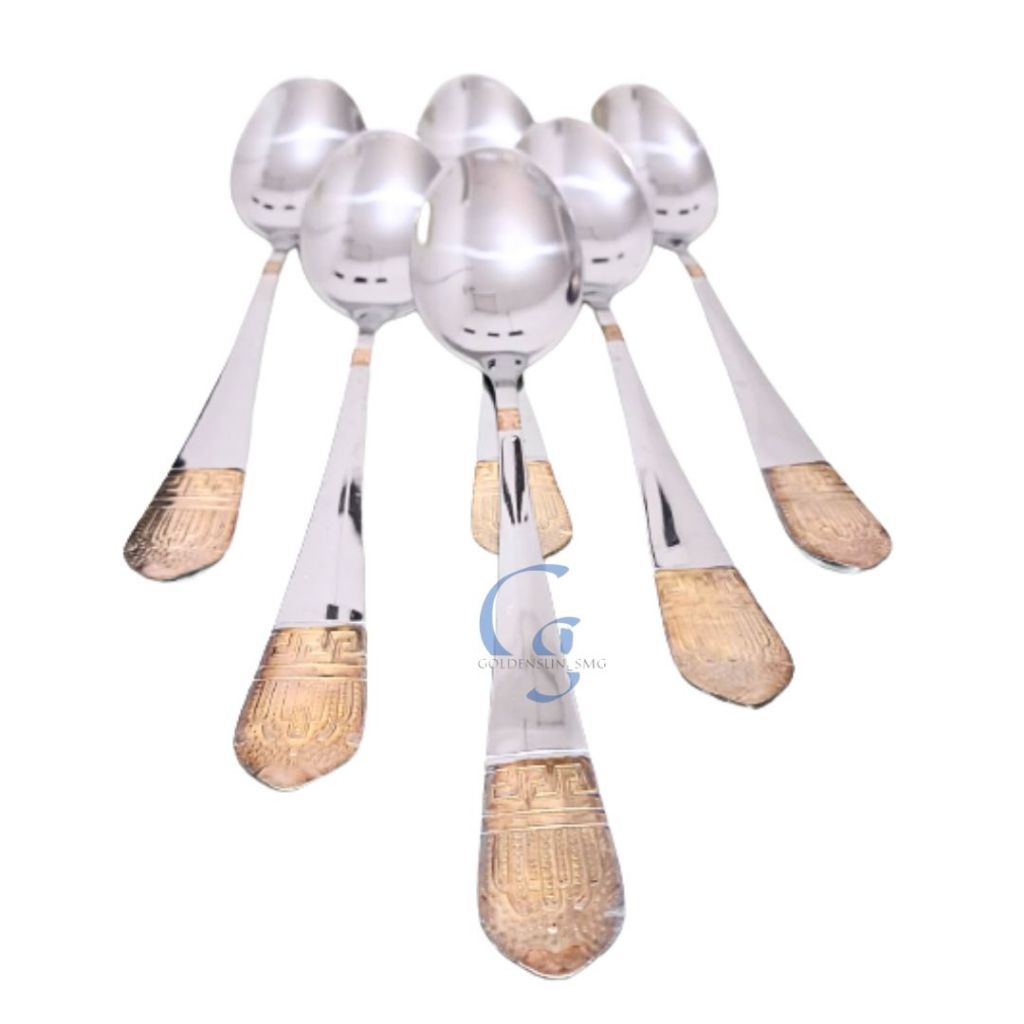 Sendok Makan Emas (6PCS) / Sendok Makan Tebal Emas / Sendok Makan Stainless