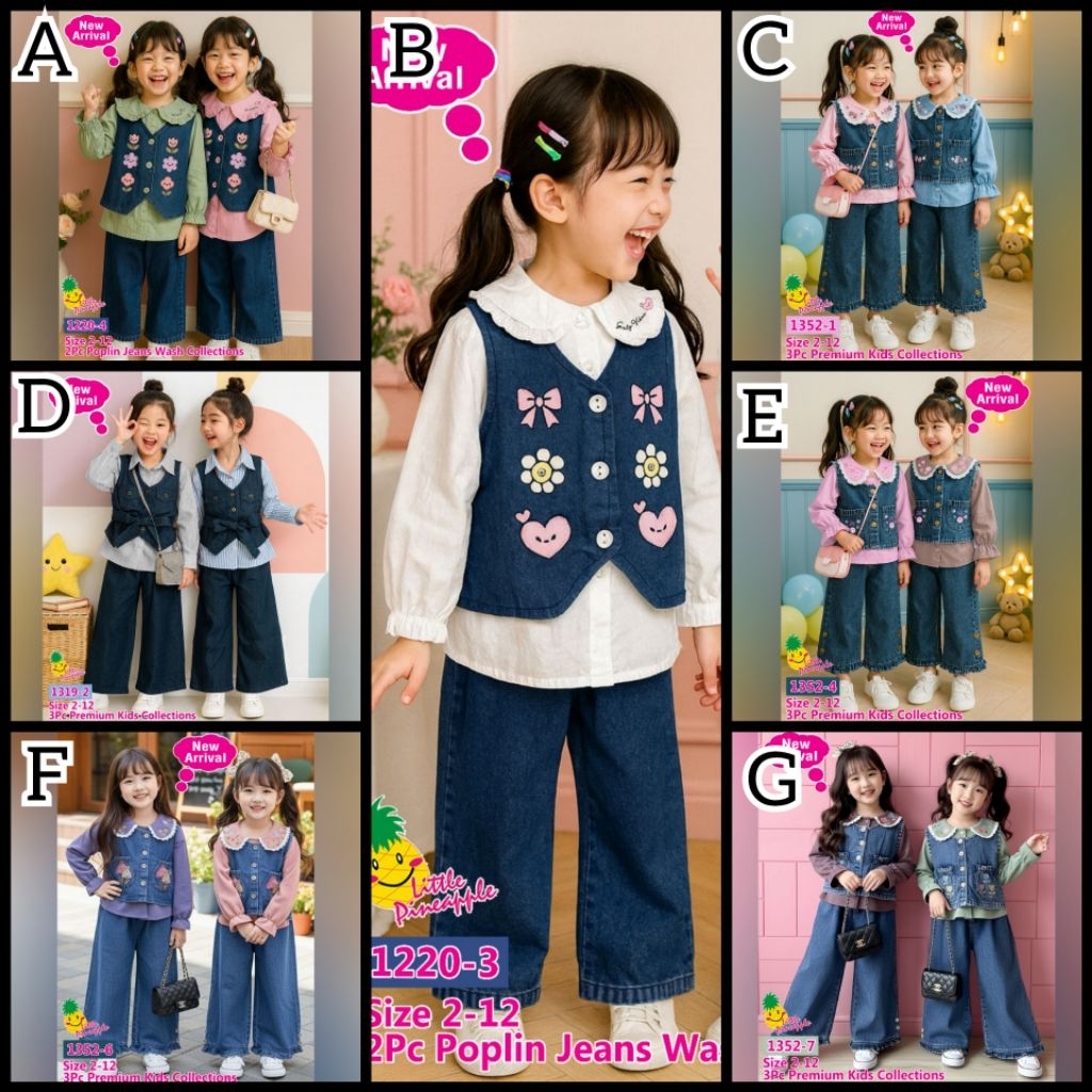 2-7th 1220 1352 1319 Little Pineapple Baju Pakaian Set Setelan Anak Perempuan Cewek Cewe Celana Kulo