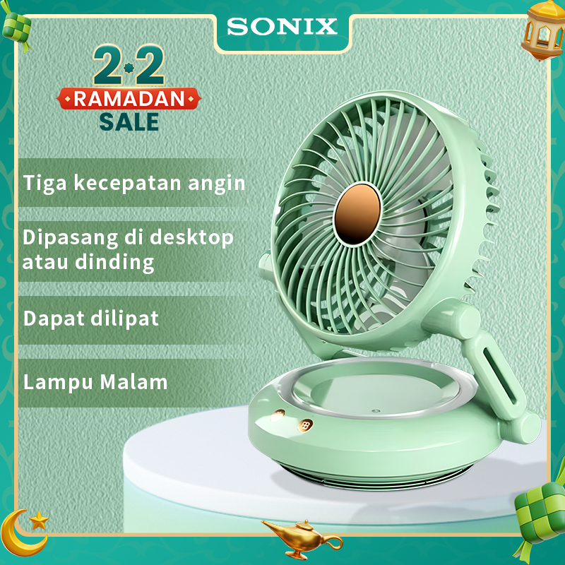 Sonix SF02 Kipas Angin Portable Kipas Angin Portable Cas Tidak Berisik Putar 90° Kipas Desktop Yang 