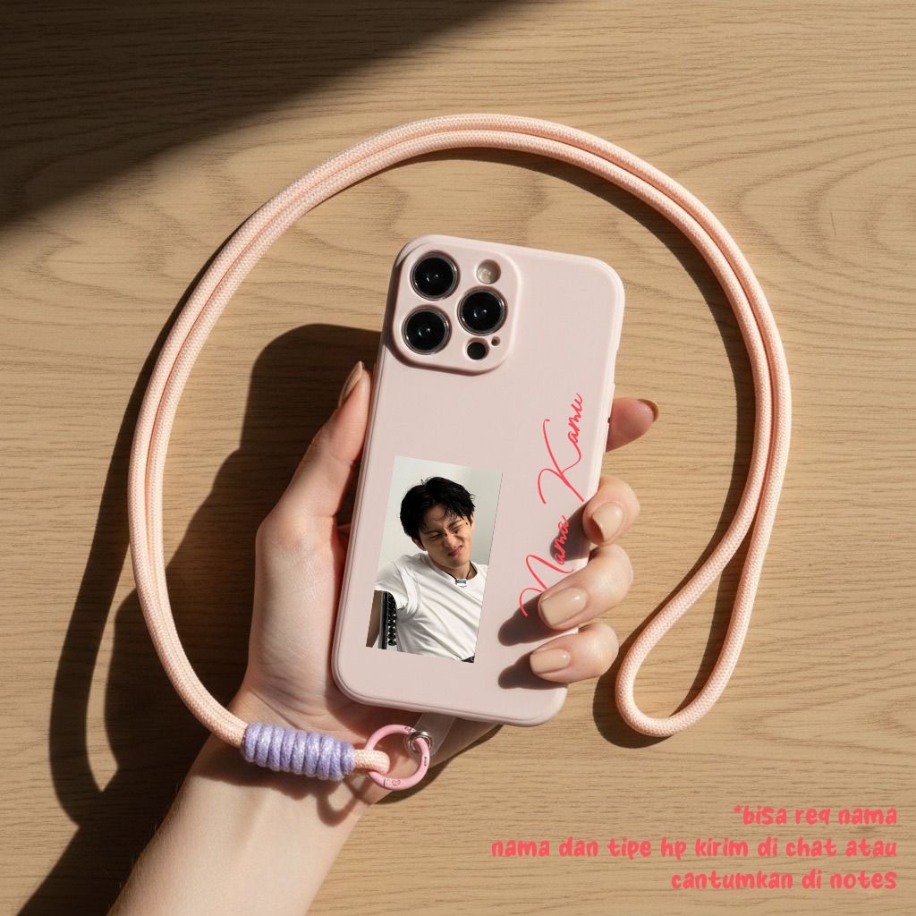 Custom Nama + Foto Kamu Softcase Macaron + Tali For Oppo A95 A76 A16 A74 RENO 7 6 5 5F Vivo Y15S Y21