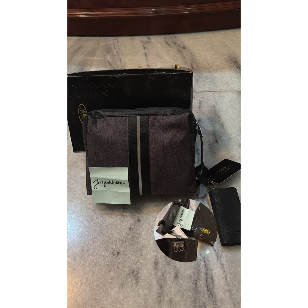 BCA PRIORITAS leather pouch clutch black keychain mini wallet gift hadiah merchandise