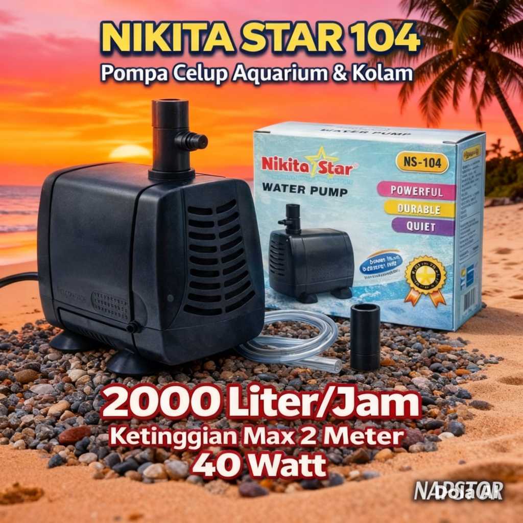 NIKITA STAR NS 104 - Mesin Pompa Air Celup Kolam Ikan Filter Aquarium Aquascape NS104