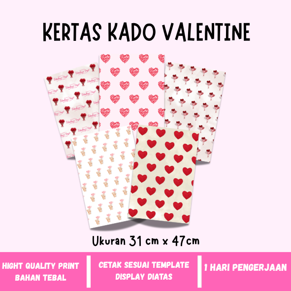 [COD] LANGSUNG JADI | Kertas kado custom-kertas kado valentine-kertas kado