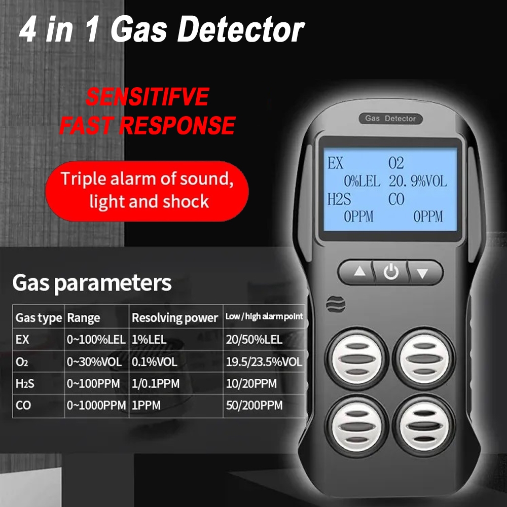 4 in 1 Detector Udara Gas Monitor H2S O2 CO LEL Multi Detektor Gas ADKS PX4 X4 SNDWAY SW7500A PRO + 
