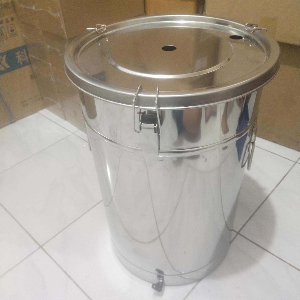 Hopper Mesin Powder Coating 45L Stainless Steel Termasuk Tutup Pengunci