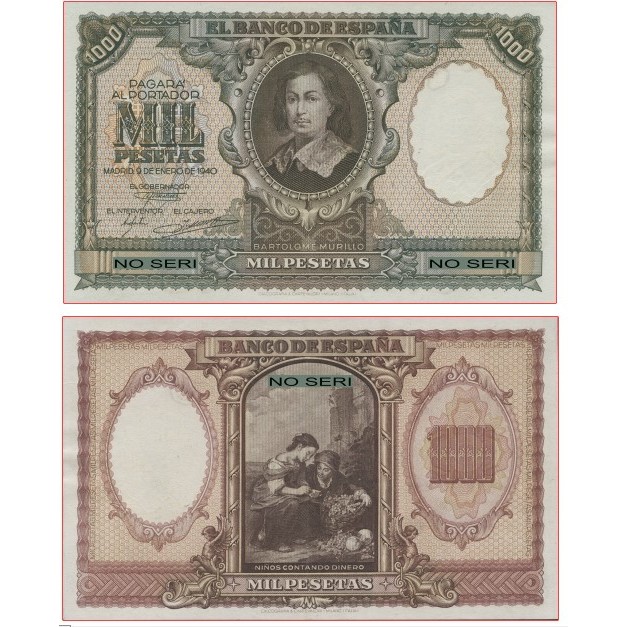 1000 Pesetas Spanyol Tahun 1940 souvenir replika repro