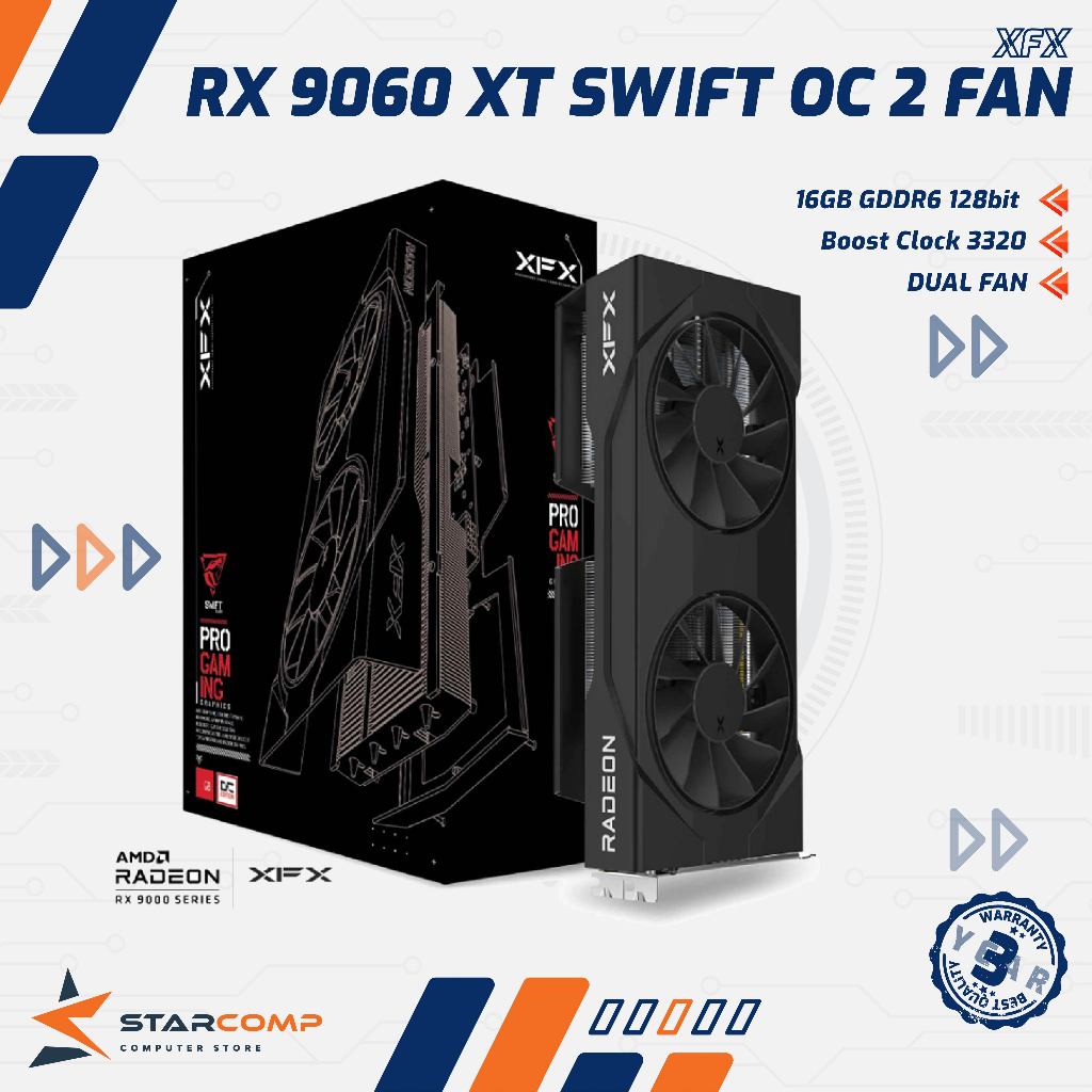 XFX Radeon RX 9060 XT 16GB SWIFT OC 2 FAN BLACK