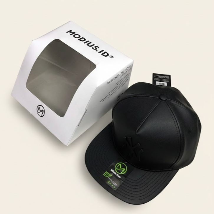 MODIUS - [FREE BOX] PIN BESI NY HITAM KULIT - SNAPBACK HITAM TOPI PRIA WANITA DEWASA REMAJA | BISA C
