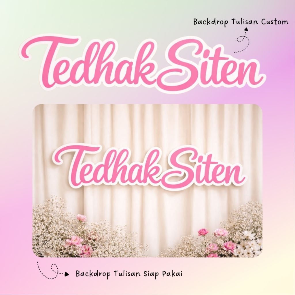 Tulisan Nama Dekorasi Tedhak Siten Custom / Backdrop Dekorasi Tulisan Tedhak Siten / Backdrop Dekora