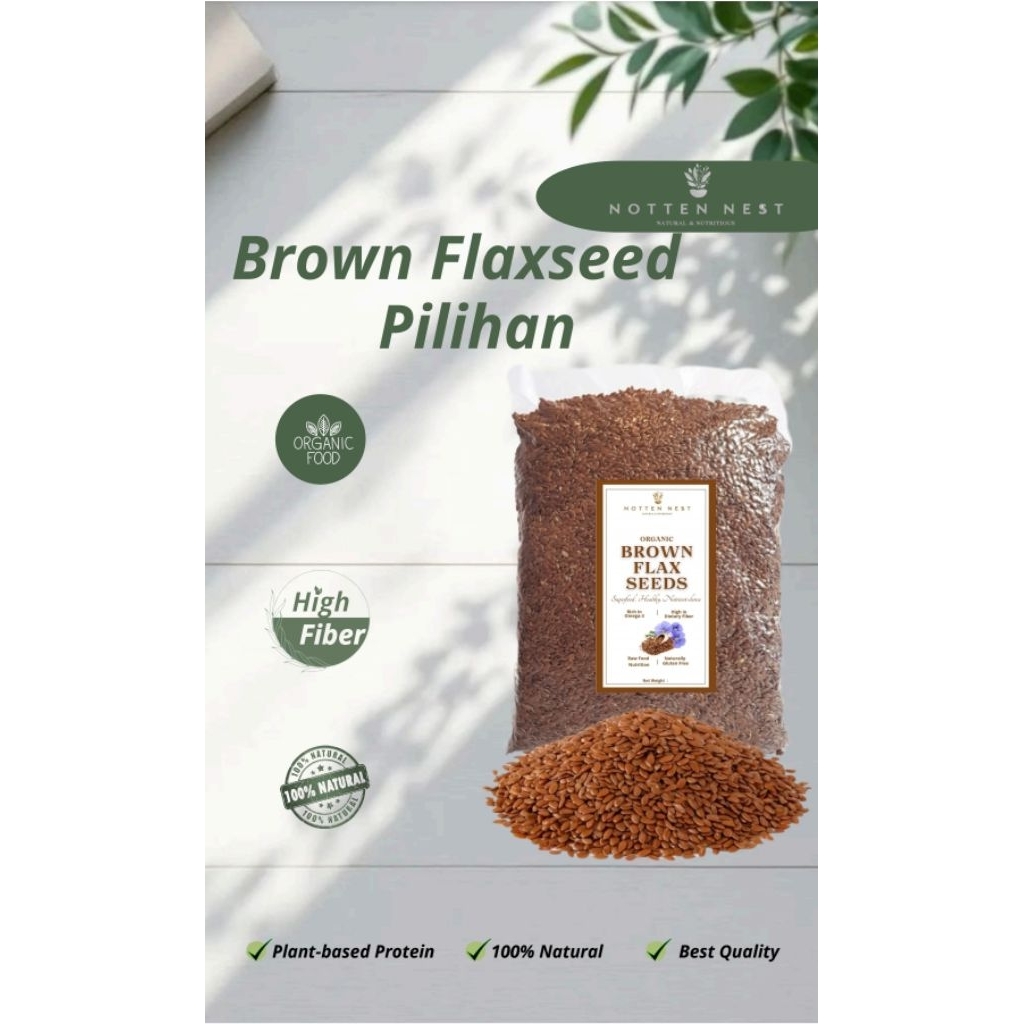 Brown Flaxseeds / Flaxseeds biji utuh / biji rami  / biji rami kualitas premium / natural flaxseeds 