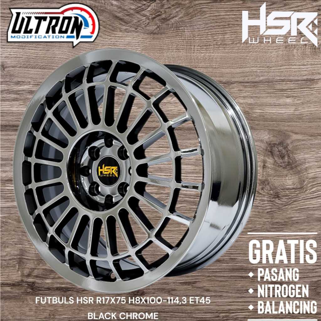 Velg Racing R17 HSR Futbuls Yaris Freed Avanza Vios Jazz Rs Ring 17 Black Chrome