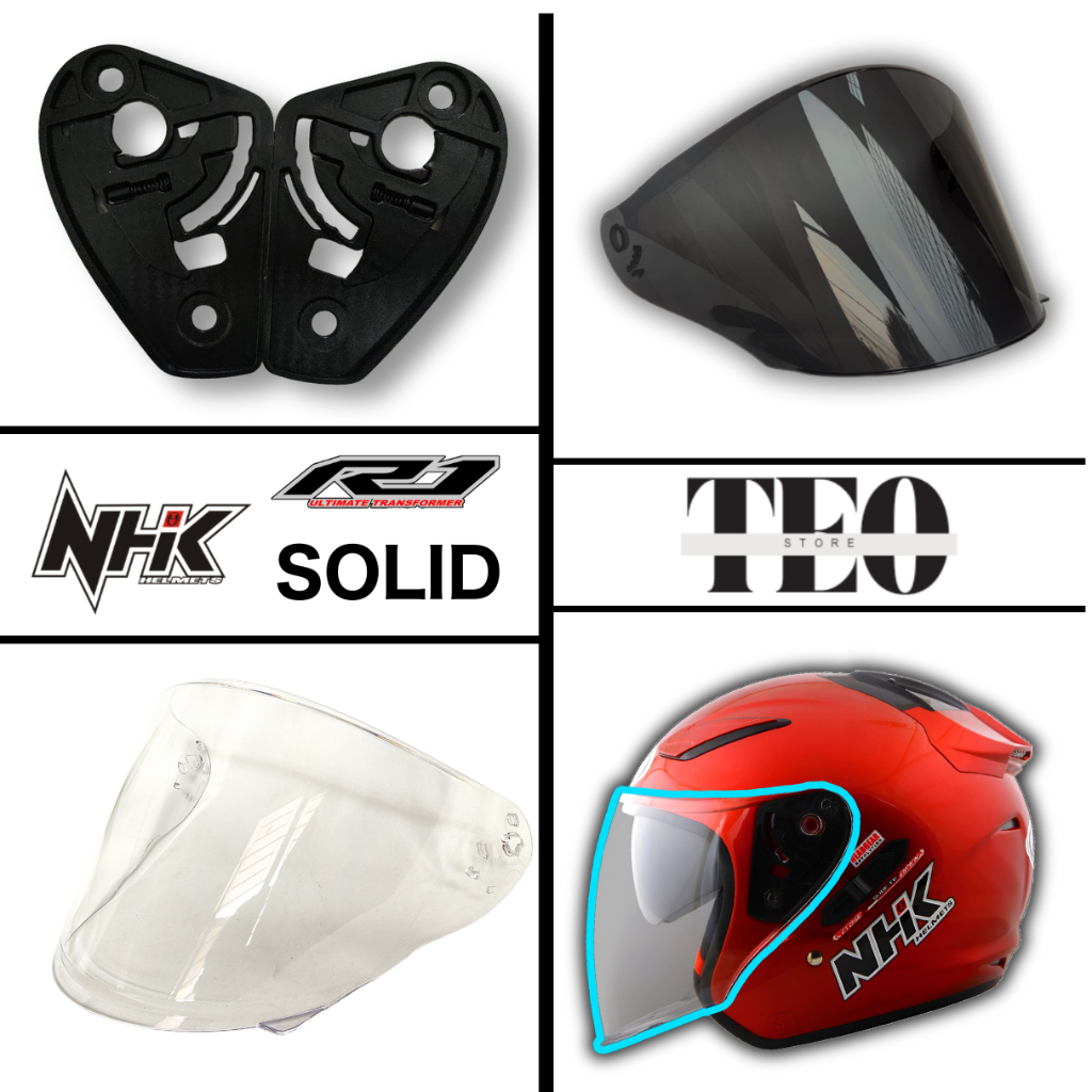 kaca helm Flat visor NHK R1 SOLID visorflat nhk r-1 clear rone putih smoke Iridium tm4