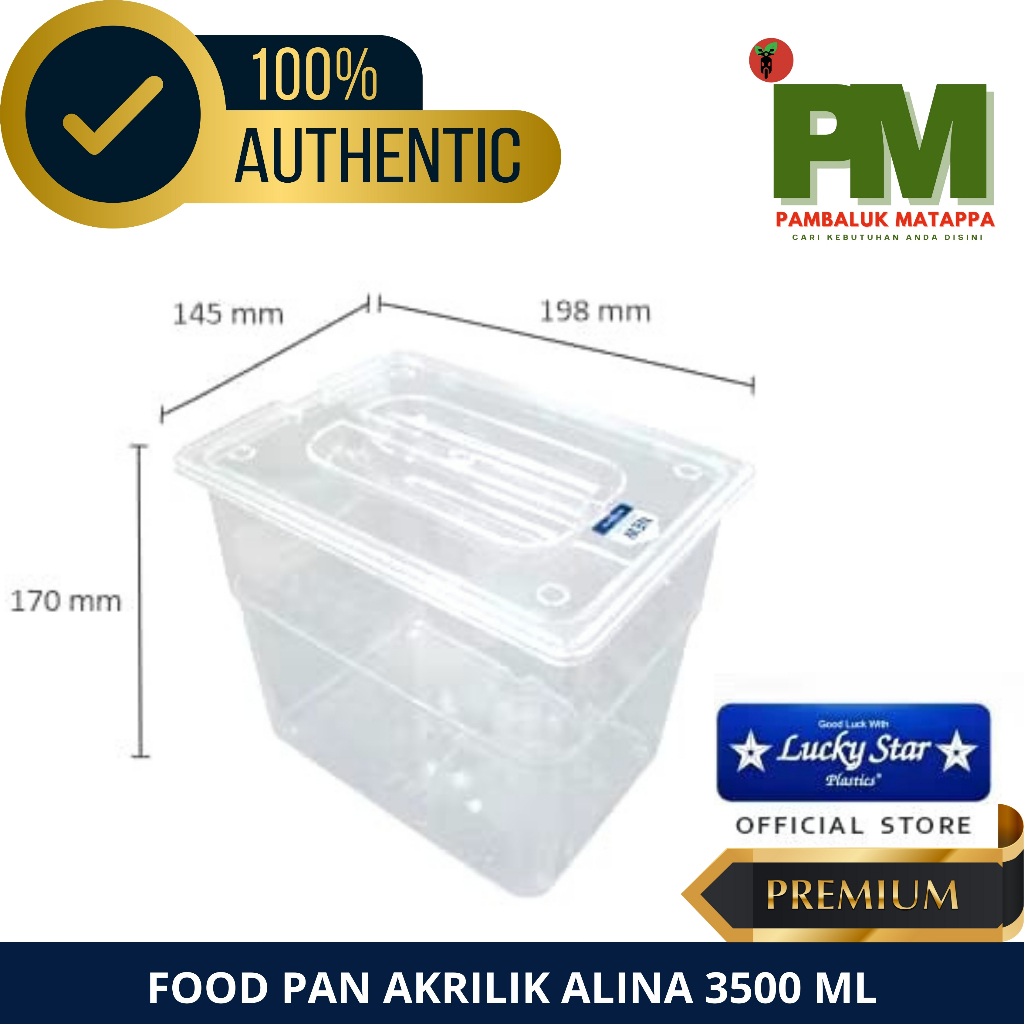 LUCKY STAR - Food Pan Akrilik ALINA 3500ml Wadah Topping , Tempat Prasmanan BPA FREE wadah es teler,