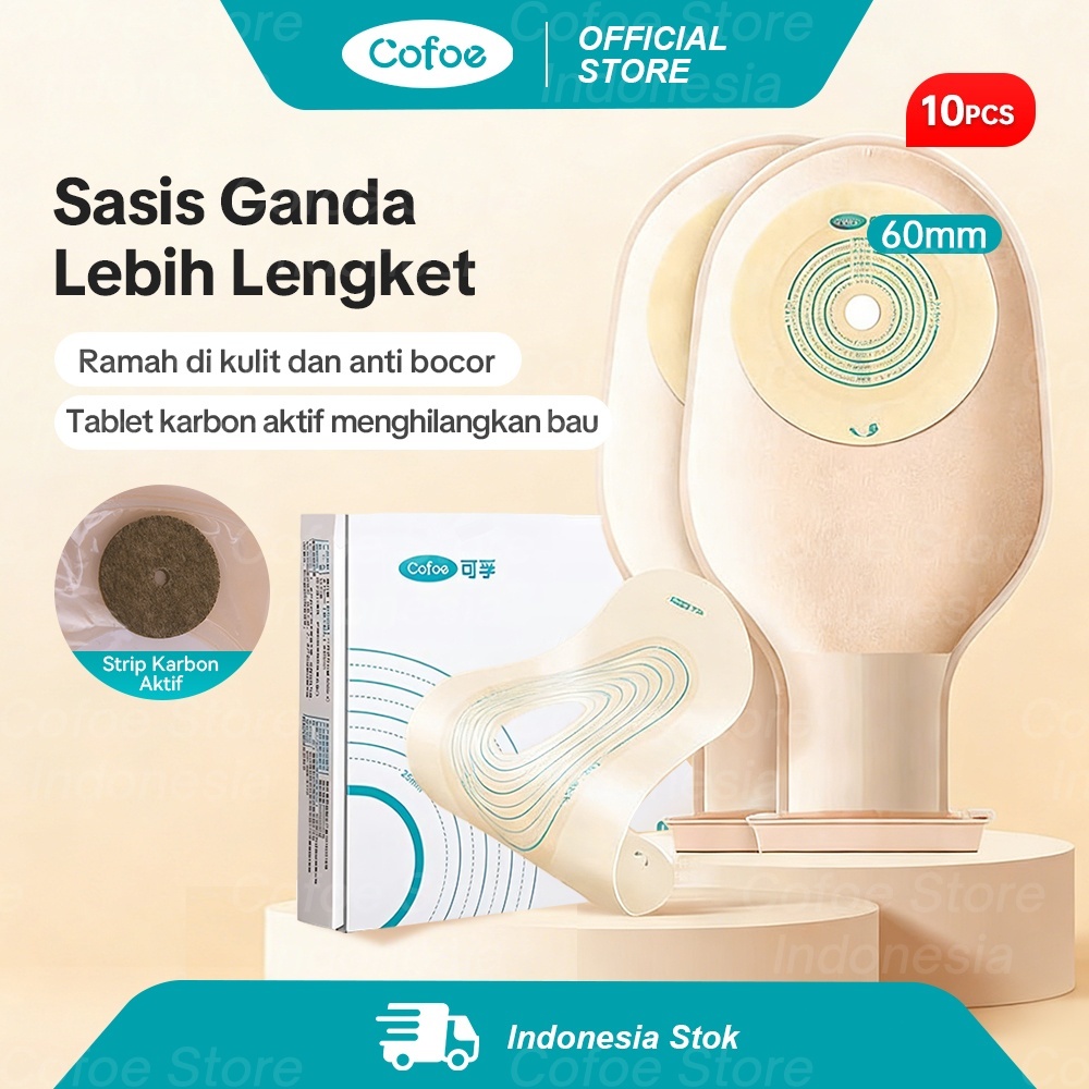 Cofoe Kantong Colostomi Stoma Bag Sekali Pakai Dewasa 60mm Colostomy Bag Plastik Kantung Stoma