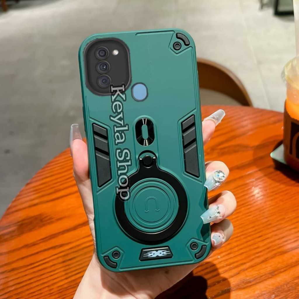 Case For Samsung A11/M11 Hard Case Pro Camera Carbon Fibre 360 Degree Rotasi Ring Casing HP