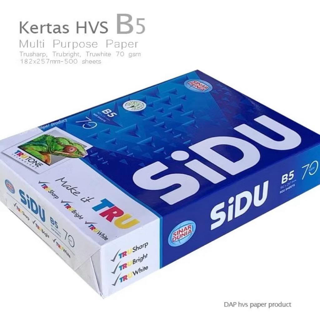 B5 Sidu HVS Kertas B5 70gr Copier 1 Rim (500 Lembar) Kertas Hvs B5 Kertas Fotocopy