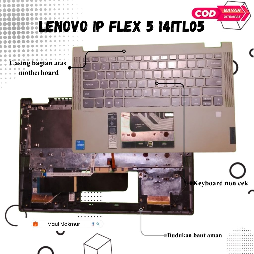 SECOND Casing Laptop Lenovo Ideapad Flex 5 14ITL05 | Casing C Bagian Atas Motherboard Laptop