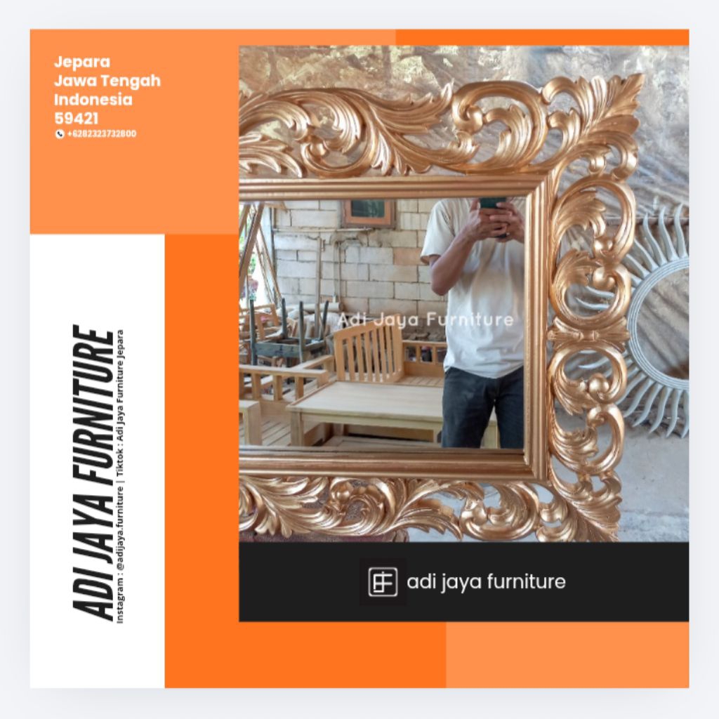 cermin dinding ukir kaca cermin pajangan kayu jati figura cermin pajangan