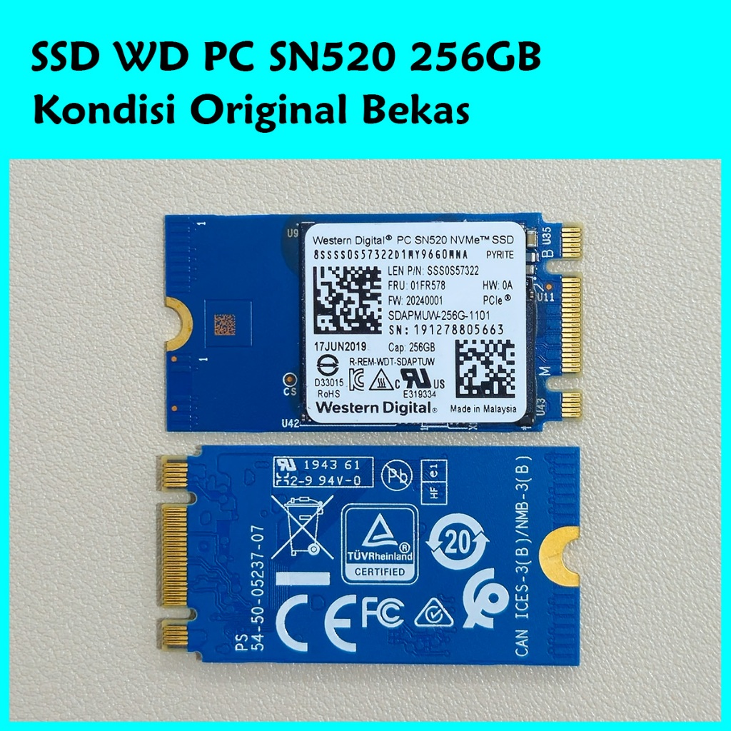 SSD WD PC SN520 M.2 2242 256GB SSD M2 2242 NVME SSD M.2 NVME 2230 2242 256GB WWAN SSD / SSD WWAN Slo