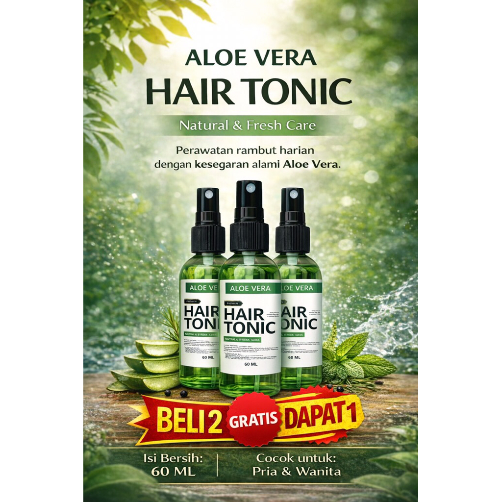 BELI 2 GRATIS 1 AIR TONIC VITAMIN RAMBUT PRIA DAN WANITA MENUTRISI RAMBUT KERING DAN RUSAK