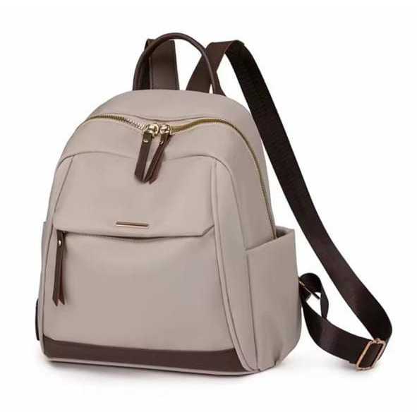 Tas Ransel Wanita Krem - Desain Trendy Korea, Bahan D300, Waterproof