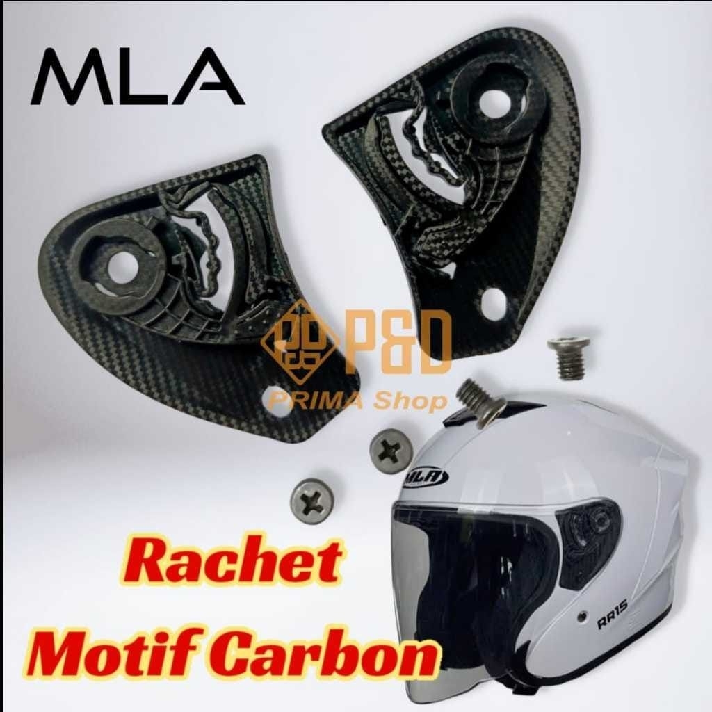 Rachet Helm MLA Phantom, mla St15, Rachet kaca Mla RR15, MLA Kairoz, Dudukan kaca helm Motif karbon
