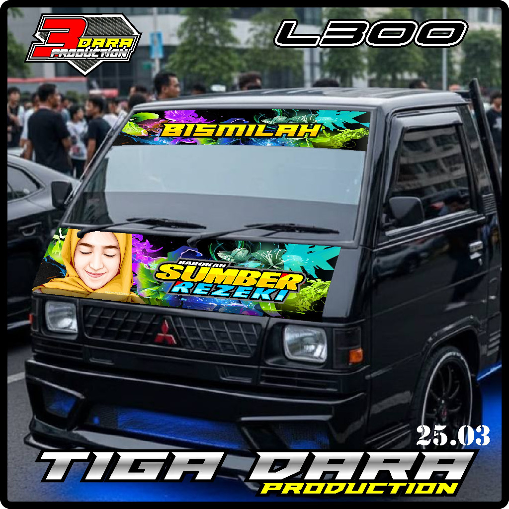 SATU SET STIKER DECAL KABIN DEPAN l300 + STIKER KACA DEPAN MOBIL L300 , BEBAS REQUEST KODE 03