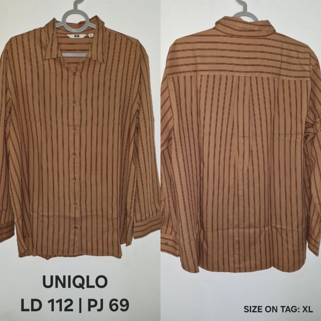 KEMEJA SALUR STRIPE POLOS TUNIK BLOUSE FORMAL KULIAH KERJA BRAND UNIQLO H&M