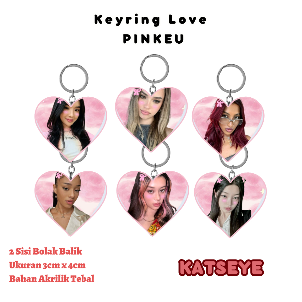 KATSEYE Keyring Love PINK / KATSEYE Gantungan Kunci PINK DECO Keychain Ganci KATSEYE