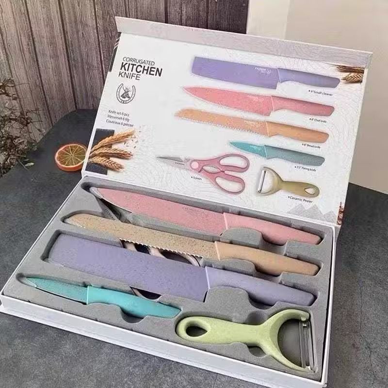 Pisau Dapur Set 6 in 1 Stainless Steel / Pisau Dapur Set 6 in 1 Bahan