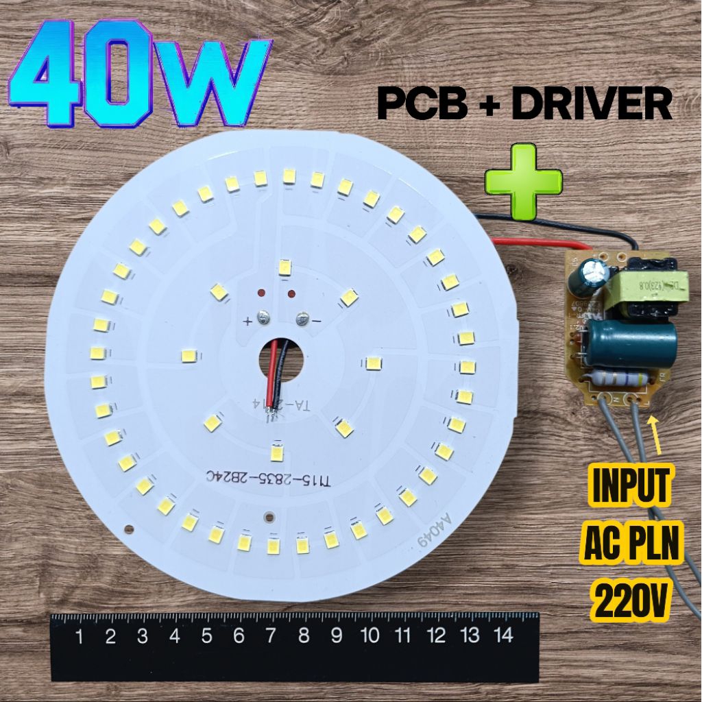 led ac 40w 220v pcb Dc +driver terpisah