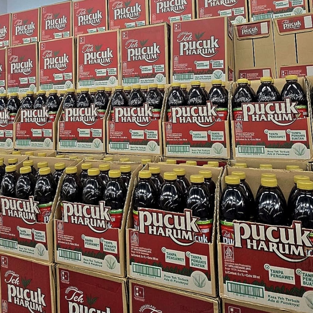 6 Botol JumboTeh Pucuk Harum Extra Metali Sekarton 1 Liter + Extra 300ml Minuman  Tea Jasmine